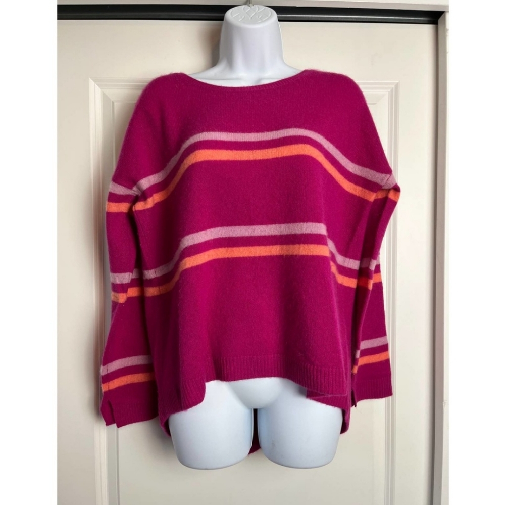 Charli 100% Cashmere Sweater, Pink Striped, Sz M